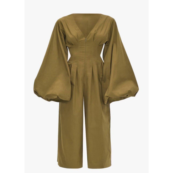 Andrea Iyamah Pants - Andrea Iyamah Nia Culotte Jumpsuit 100% Cotton Olive Green‎ Boho Size Large NWT